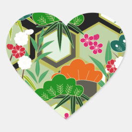 Adesivo Coração Estilo Japonês do Dia do ano novo