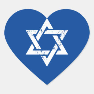 Adesivo Coração Estrela de David do branco do Grunge