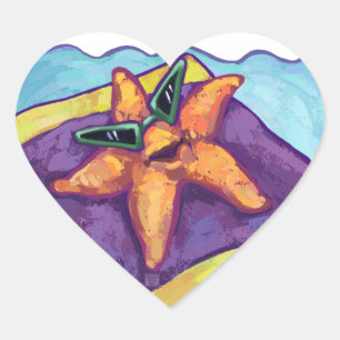 Adesivo Coração Estrela do mar Sunbathing