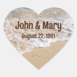 Adesivo Coração Estrelas de Praia Aniversário de Casamento