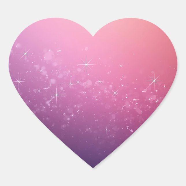 Adesivo Coração Estrelas No Espaço Rosa (Frente)