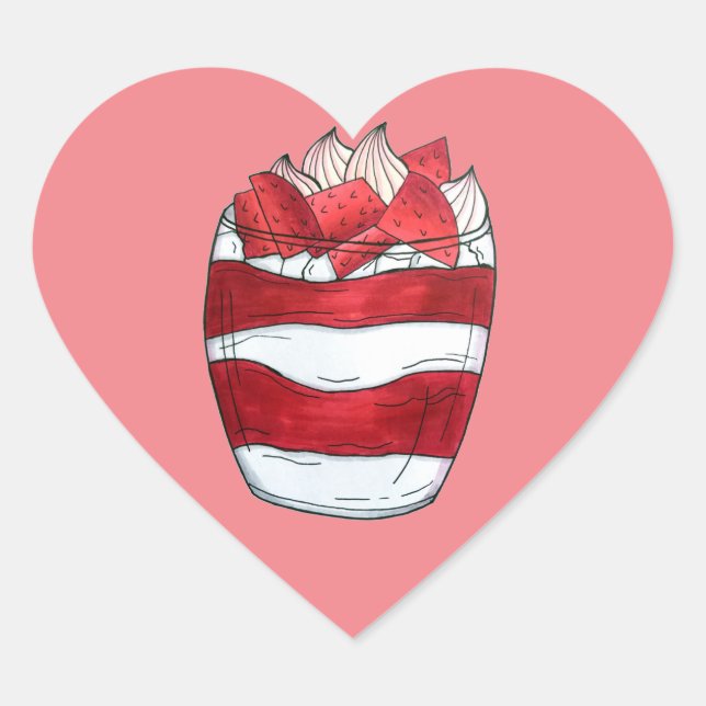 Adesivo Coração Eton Mess Strawberry Meringue UK Dessert (Frente)