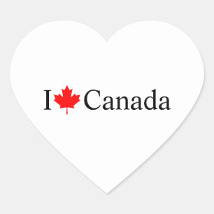 Adesivo Coração Eu adoro a tipografia canadiana com folha vermelha
