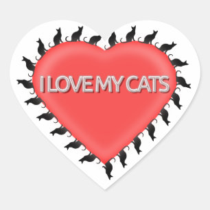 Adesivo Coração Eu Adoro Meus Gatos