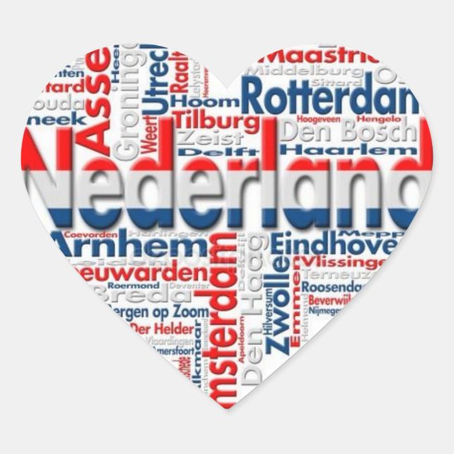 Adesivo Coração "Eu amo a Holanda" (Frente)