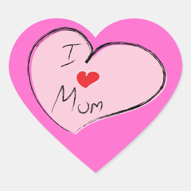 Adesivo Coração Eu Amo A Mãe (Frente)