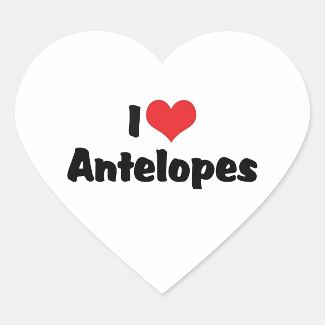 Adesivo Coração Eu Amo Antílope Coração (Frente)