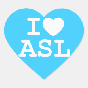 Adesivo Coração Eu amo ASL (a cor)