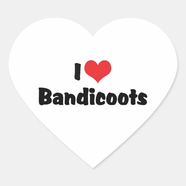 Adesivo Coração Eu Amo Bandicoots Coração (Frente)