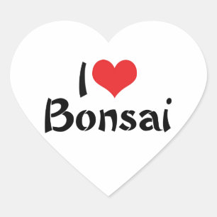 Adesivo Coração Eu Amo Bonsai de Coração - Amante da Arte de Árvor