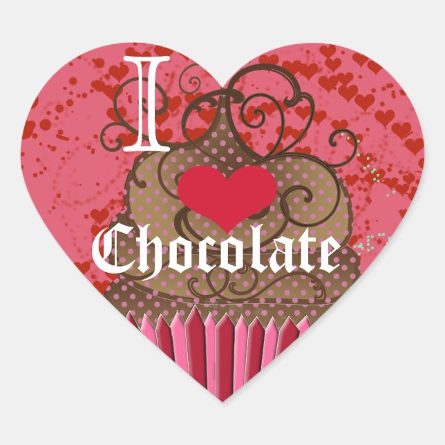 Adesivo Coração Eu Amo Chocolate Coração (Frente)