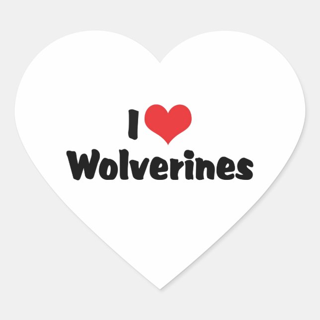Adesivo Coração Eu Amo Corações Wolverines (Frente)