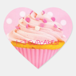 Adesivo Coração Eu amo cupcakes