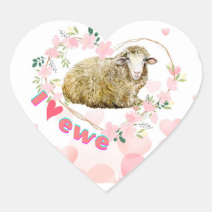 Adesivo Coração Eu amo Ewe