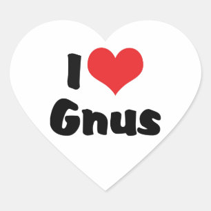 Adesivo Coração Eu Amo Gnus de Coração