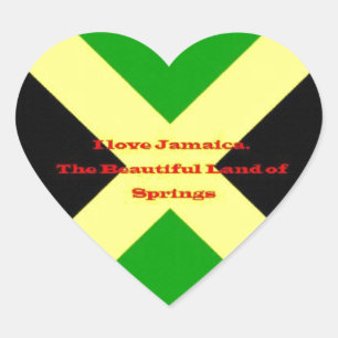 Adesivo Coração Eu Amo Jamaica Texto na Impressão de Arte da Bande