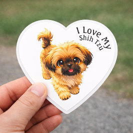 Adesivo Coração Eu Amo Meu Cachorro Shih Tzu