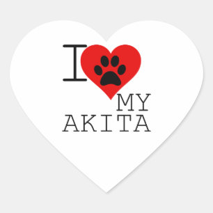 Adesivo Coração Eu amo minha Akita