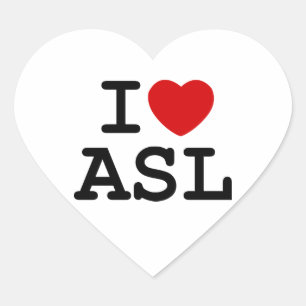 Adesivo Coração Eu amo o ASL
