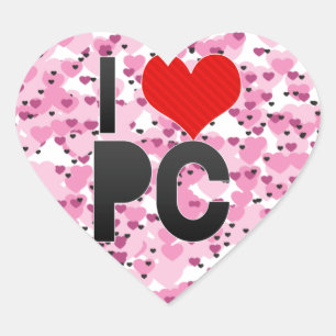 Adesivo Coração Eu amo o PC
