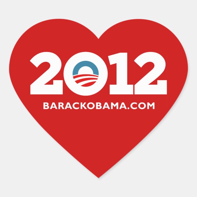 Adesivo Coração Eu Amo Obama 2012 (Frente)