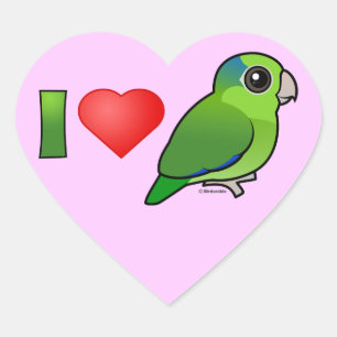 Adesivo Coração Eu amo Parrotlets pacífico (o verde)