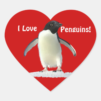ADESIVO CORAÇÃO EU AMO PINGUINS BONITOS