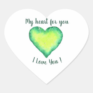 Adesivo Coração Eu Amo-Te Bastante Verde E Azul, Aniversário