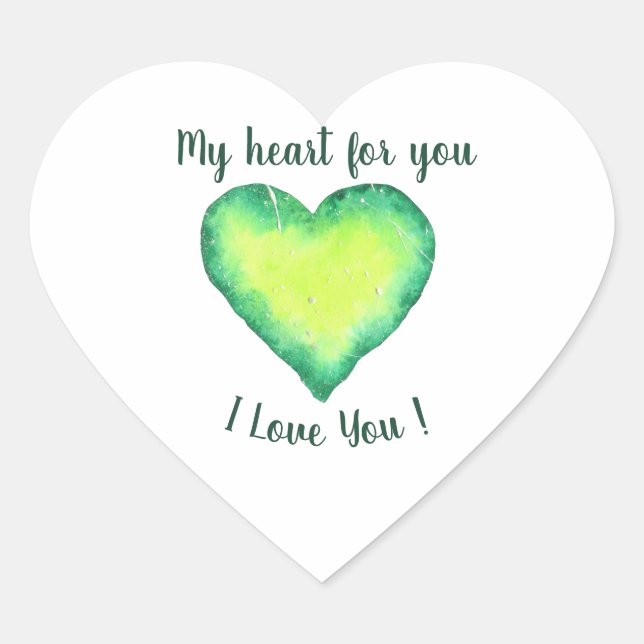 Adesivo Coração Eu Amo-Te Bastante Verde E Azul, Aniversário (Frente)