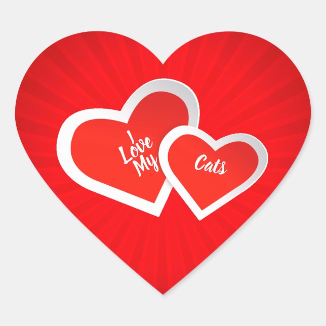 Adesivo Coração "Eu Amo" Vermelho e Branco, Corações Bons... Perso (Frente)