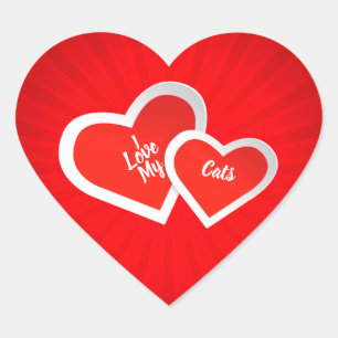 Adesivo Coração "Eu Amo" Vermelho e Branco, Corações Bons... Perso