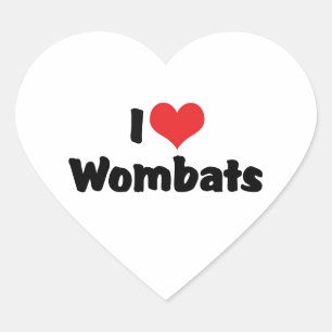 Adesivo Coração Eu Amo Wombats do Coração