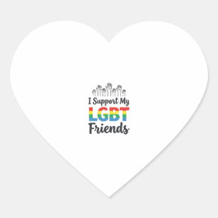 Adesivo Coração Eu Apoio Meus Amigos LGBT Orgulho Arco-Íris Vetor 