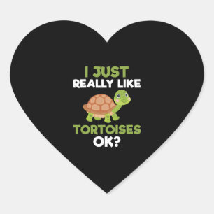 Adesivo Coração Eu Gosto Muito De Tortoises Ok, Réptil Turtle Lov