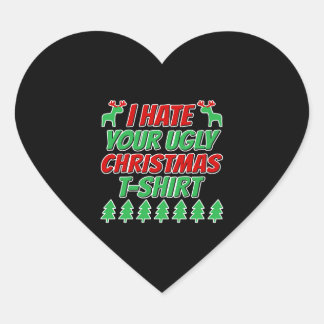 Adesivo Coração Eu odeio sua camiseta de Natal feia