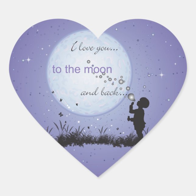 Adesivo Coração Eu te amo à lua e presentes exclusivos (Frente)