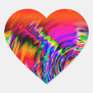 Adesivo Coração "Eu te amo" design abstrato