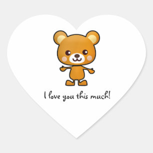 Adesivo Coração Eu Te Amo Este Urso