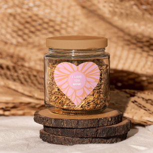 Adesivo Coração Eu te amo mãe pastel floral cor de laranja