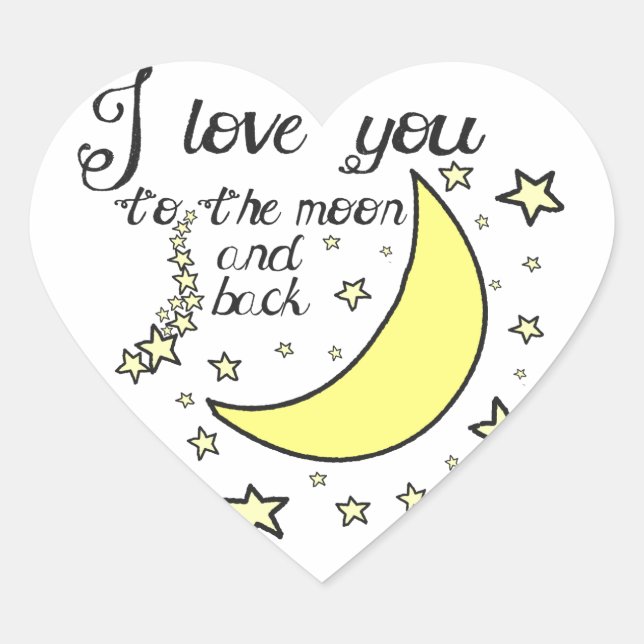 Adesivo Coração Eu te amo na lua e de volta (Frente)