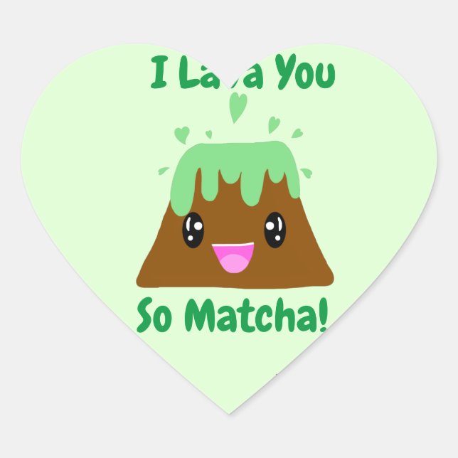 Adesivo Coração Eu Te Lava Tão Matcha Kawaii Heart Sticker (Frente)