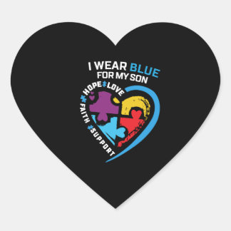 Adesivo Coração Eu visto azul para o meu filho