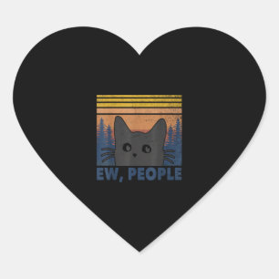 Adesivo Coração Ew Pessoas Black Cat Funny Anti Social Introduvert