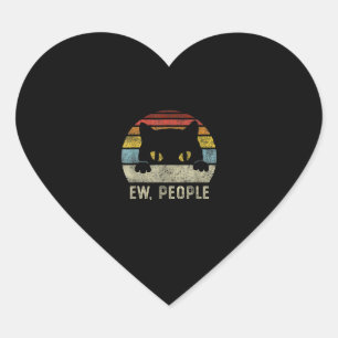 Adesivo Coração Ew Pessoas Retro Cat Funny Vintage Anti Social Int