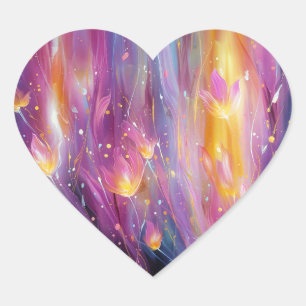 Adesivo Coração Explosão floral luminosa abstrata