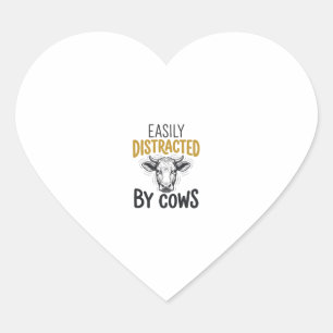 Adesivo Coração Facilmente Distraído Por Vacas Camisa Engraçada Pa