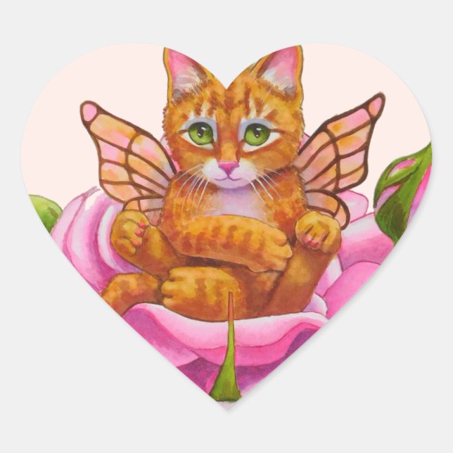 Adesivo Coração Fada Kitten Descendendo em Rosa (Frente)