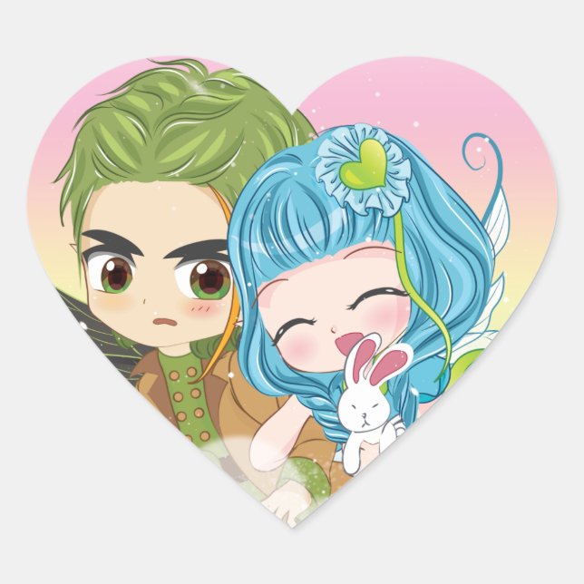 Adesivo Coração Fairies Family Sticker Love - Lovely x Abhor (Frente)