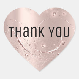 Adesivo Coração Faísca Rosa Dourada Obrigado Nome Obrigado