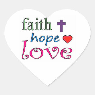 Adesivo Coração Faith Hope Love Cross Heart